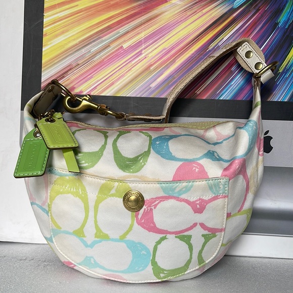 Coach Multicolor C Signature Shoulder Handbag - Picture 1 of 16